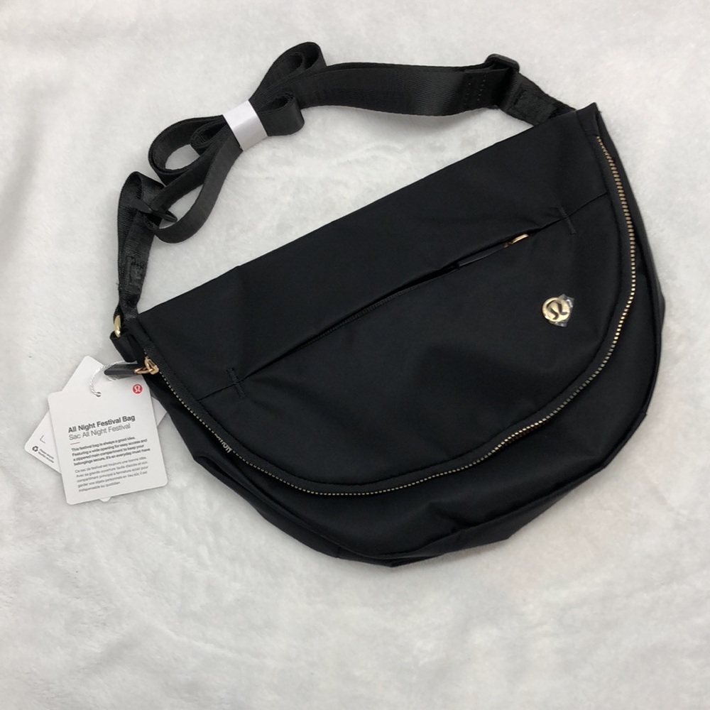 🔥Lululemon All Night Festival Bag 5L - Black Gold Hardware Travel Crossbody - Picture 5 of 5